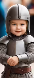 little girl in medieval costume on the streets