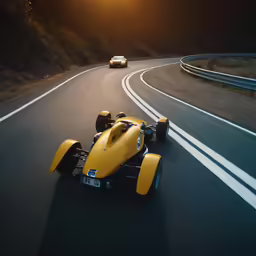 two race cars are going down a winding road