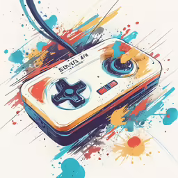 a video game console with a controller sitting on it