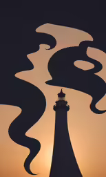 an artistic photograph of a lighthouse in the sky