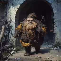 a big hairy looking creature standing in the road