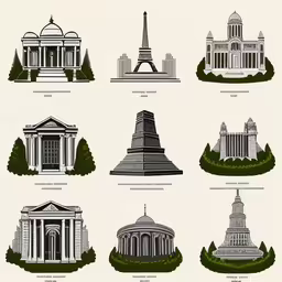 architectural architecture and monuments of the united states,a series of pictures depicting different architectural styles and buildings