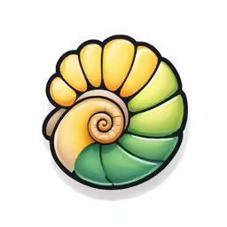 a shell is painted in a bright green and yellow