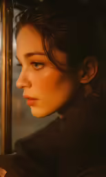 the girl with her eyes closed on the train