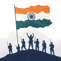 an image of soldiers and flag