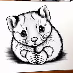 the drawing of a mouse is on paper