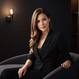 woman in black sitting on chair with her hands crossed