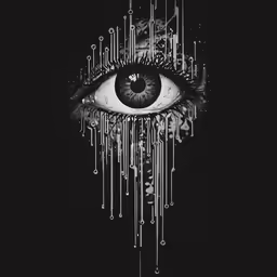 the eye has dripping drops coming out of it
