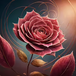 a painting of a red rose in a golden circle