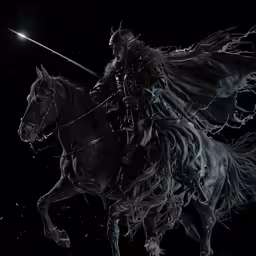 a computer generated digital painting of a knight on a horse