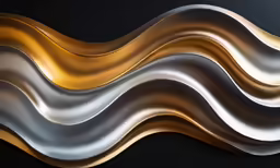 a gold and white wavy background on black