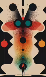 artwork showing abstract shapes and circles