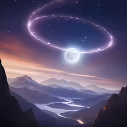 a small ring being seen from above in the sky