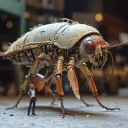 a close up of a plastic insect on a table