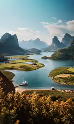 a view of a beautiful river in the mountains