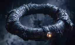 the ring that appears to be made of rubber pipes is illuminated by candles