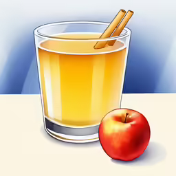 an apple and cinnamon sitting on a table