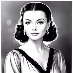 a vintage photo of a woman wearing pearls