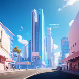 a city scene from an old game showing the skyscrapers and cars in the road