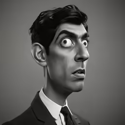 a man dressed in black and white making a goofy face