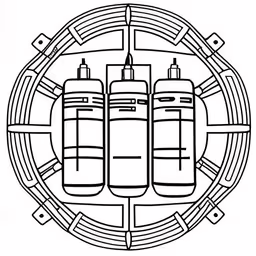 a black and white drawing of three large cylinders,an illustration of two bottles of liquid in front of the words make fun with the font,a black and white drawing of two oxygen tubes,three bottles that are inside of a circle,three bottles of juice in a circle