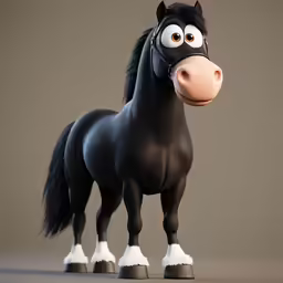 a cartoon horse with some black and white legs