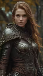 an image of a woman wearing armor on the set of a television show