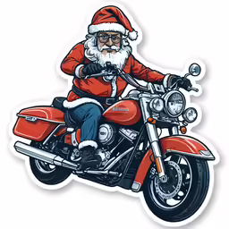 santa clause riding a motorcycle sticker