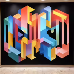 this is an image of abstract art on display