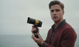 a man taking a photo with an old lens