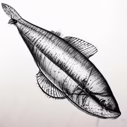 a drawing of a fish on the surface