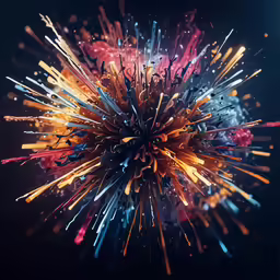 a fireworks ball in the middle of black background