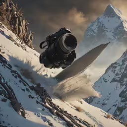 a camera taking a photo of some mountains