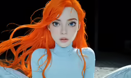 a very pretty girl with bright orange hair