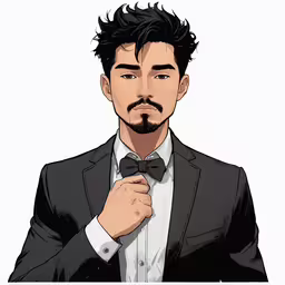 a man in a suit with a bow tie,a man in a suit, tie and bowtie