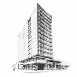 a drawing of the exterior of a building
