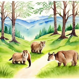 a painting of three cows walking up a path