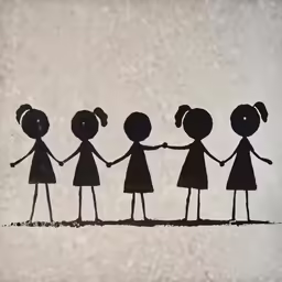 an illustration of five children holding hands with their fingers