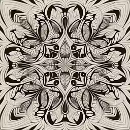 a black and white graphic design that has been drawn,a decorative pattern of black and white on a black background