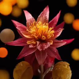 a close up photo of the center of a beautiful flower