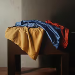 the bed is laying empty, the blanket is folded down