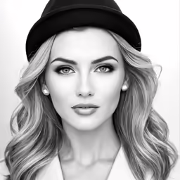 a woman with long blonde hair and a hat