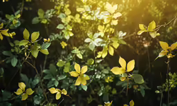 a tree with several yellow leaves near trees