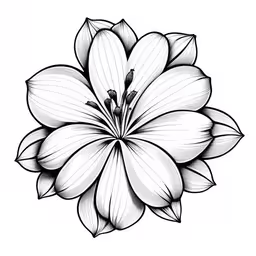 a drawing of a flower in black and white,a flower drawing done in ink with black and white colors