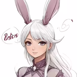 a girl with bunny ears and dress