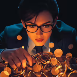 the great gatsby woman is placing up her glasses