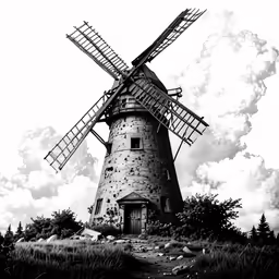 a very tall windmill sitting on top of a hill