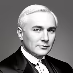black and white portrait of a man with short hair