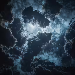 the top view of plants against a dark background