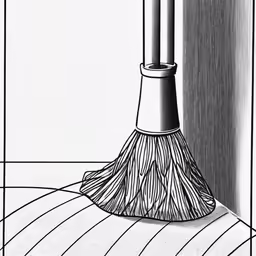 a black and white image of a broom
